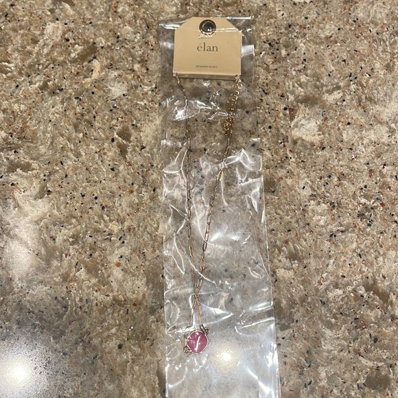 NEW Semi Precious Square Stone Necklace- Guava - Picture 2 of 4